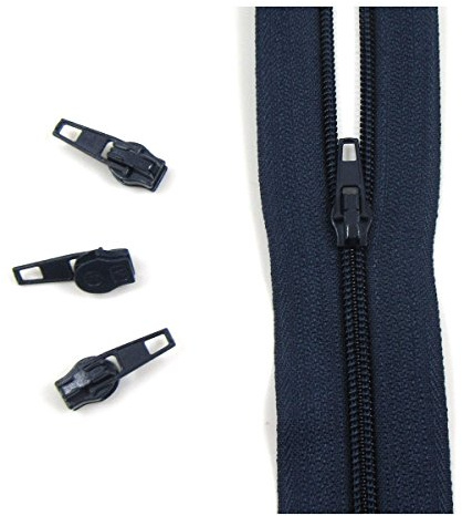 Beads4Crafts 10 METRES + 20 Sliders No.3 Continuous Zip with AUTO Lock Slider 25 Colours Zippers Upholstery (Navy H330)