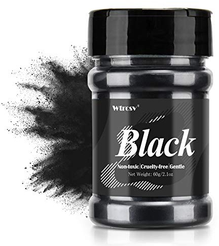 Mica Powder Black, Wtrcsv 2.1oz/60g Epoxy Resin Pigment Natural Soap Colouring Powder Dye for Epoxy Resin, Soap Making, Slime, Bath Bombs, Makeup, Nail Art etc.