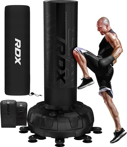 RDX 6FT 330LB Boxsack Stehend Erwachsene, Trainingshandschuhe und Überzug Set XXL Freistehender Standboxsack Boxing mit Saugfuß Freestanding Punch Bag für MMA Kickboxen Kampfsport Boxpartner Muay Thai
