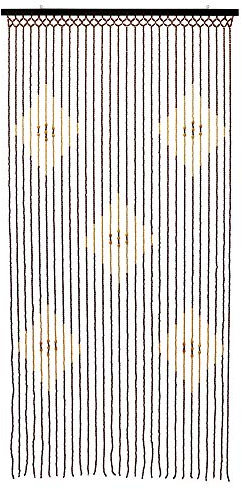 JVL Tuscany Hanging Diamond Wooden Beaded Door Curtain Screen, 90cm x 180 cm, Multi, 90 x 180cm approx