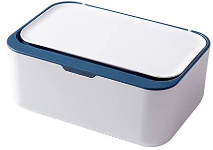 Baby Wet Wipes Box ,Wipes Dispenser Case , Keep Wipes Fresh Tissue Storage Case Container Plastic Napkin Box Toilet Paper Holder with Lid Seal for Home Office Car (Blue+white)