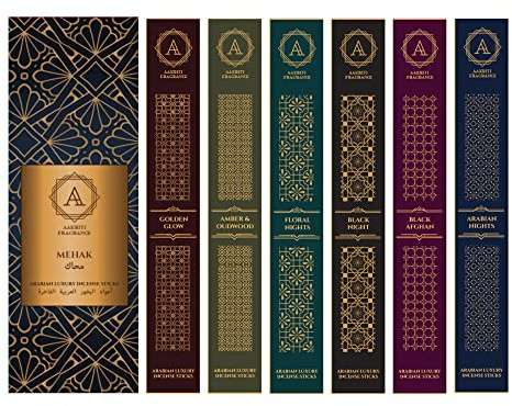 AAKRITI - Bastoncini di incenso, naturali, lussuosi, 6 pezzi (arabi)..