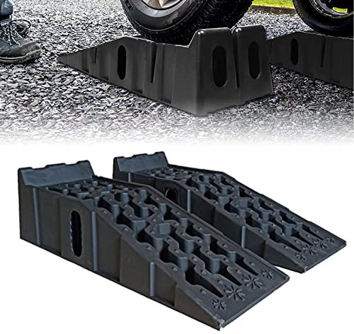 2 rampe di carico in plastica per auto, fino a 245 ruote extra larghe 7250 kg per coppia 7T rampa di sollevamento, nero