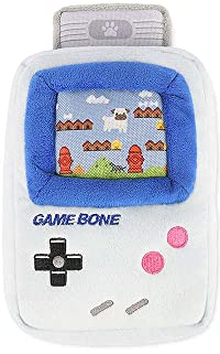 P.L.A.Y. Niedliches Plüsch-Hundespielzeug, 1990er Jahre, klassisches Design, langlebiges 2-in-1-Kauspielzeug, große Hunde – maschinenwaschbar, recyceltes Material (Game Bone Handheld-Konsole)