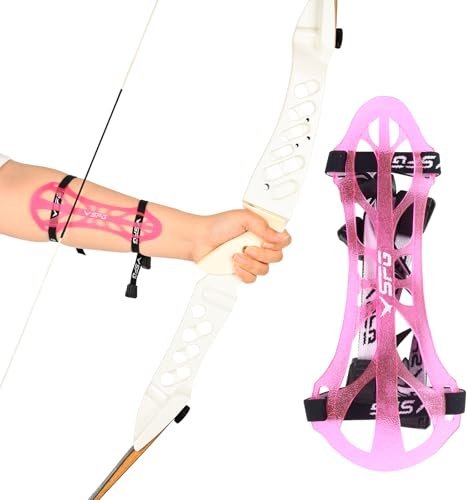 SPG Archery Arm Guard Protector - Adjustable Professional Bow Arm Guards Forearm Protector Armguard for Adults Youth Men Women Competition Shooting Hunting Practice (Pink)