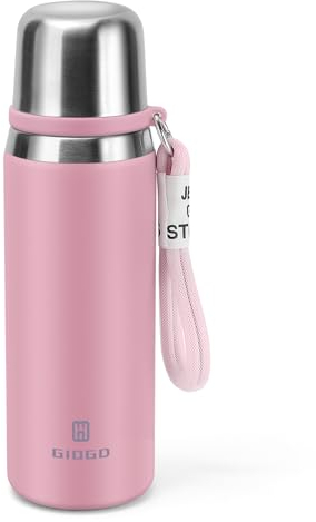 Stainless Steel Flask with Cup 700ml/23.6oz Vacuum Insulated Thermo Bottle Keep hot and Cold Water Bottles Coffee flasks.(Pink)