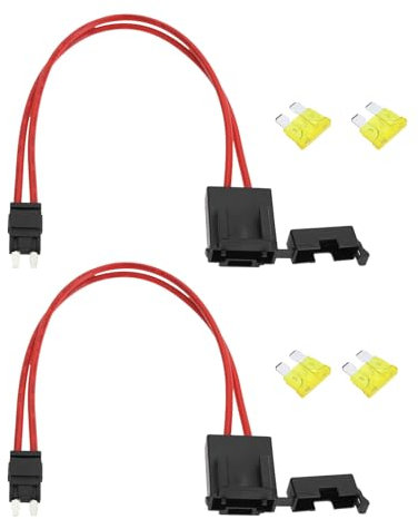 YINETTECH 2pcs Connecteurs de Porte-fusible de Voiture 32V 20A 16 AWG Extension de Fil Robuste Petit Connecteur de Porte-fusible pour Véhicule avec 4 Fusibles 20A pour ATM/APM (23cm Mini)