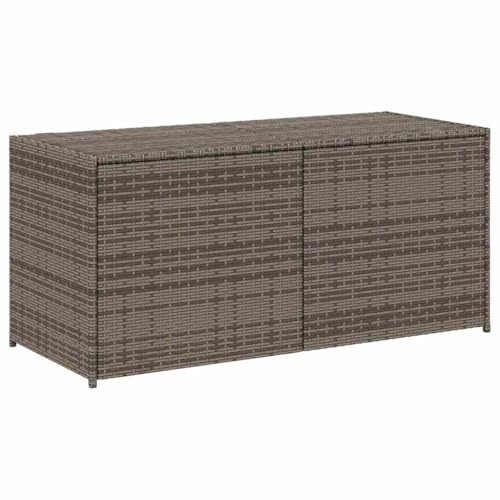 vidaXL Caja de Almacenaje de Jardín, Cofre de Almacenaje, Asiento Banco Exterior, Baúl para Juguetes Patio, Ratán Sintético Gris 283L