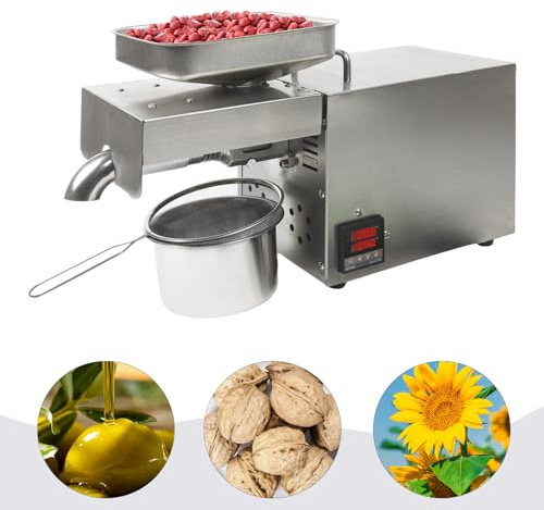 MEHOOSPVN 610w Öl Extraktion Expeller Automatische Ölpresse Maschine Oil Press Maschine Öl Pressmaschine Elektrische Ölmühle Walnüsse Erdnüsse Kaltpresse Automatische Heißprsse Edelstahl Extraktor