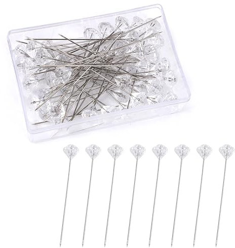 Stecknadeln mit Kopf Groß 200 Stück Stecknadeln Nähen Lang 38mm Diamant Kopf Abstecknadeln Sewing Pins Dekonadel Stecknadel