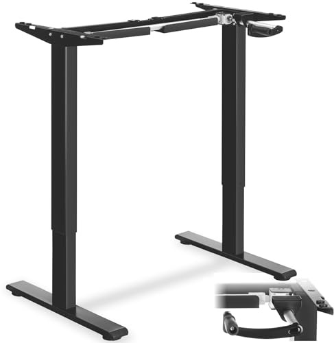 tectake® höhenverstellbarer Schreibtisch, Tischgestell, höhenverstellbar, Steh Schreibtisch, Schreibtisch Gestell, Arbeitszimmer Möbel, Standing Desk, Schreibtischgestell Metall, Gaming (schwarz)