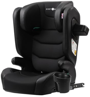 Cozy N Safe Portland i-Size High Back Booster Car Seat 100-150cm, ISOFix & Seat Belt, Side Impact Protection, Adjustable Headrest, Cup Holder, Kids Car Seat 4-12 Years (Jet)