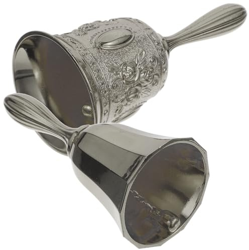 Homoyoyo Cloches Vintage en Alliage Métal 2 Pcs Couleurs Bronze Lisse et Bronze Rosé Sonnette de Table Multifonction pour Bar Restaurant Hôtel et Mariage