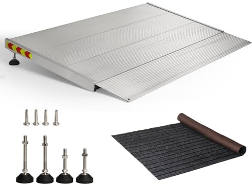 Threshold Ramps for Doorways, 3-5.5 Rise and 30×36 Platform Aluminum Wheelchair Ramp, Heavy Duty 1500lbs Capacity Ramps for Wheelchairs for Home with Non-Slip Thick Door Mat