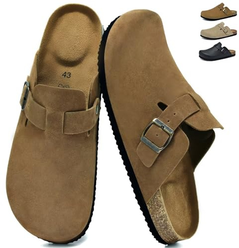 chetoria Mules et Sabots Homme Chaussons Pantoufles Fermées Marron 43EU