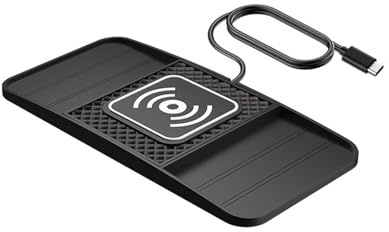 WPKD BLUEIY trådlös billaddare, typ C-gränssnitt 1 m kabel 15 W snabbladdning dubbelspår design för kameraplacering, halkfri matta för Qi-aktiverade enheter
