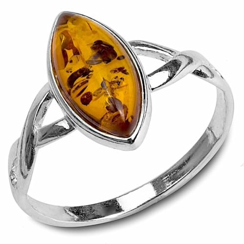 Amber Sterling Silver Marquise Ring,yellow,8.75