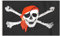 Storm&Lighthouse Piraten Flagge Piraten Mit Piraten kopftuch Rot Flagge Schädel und Gekreuzter Knochen Piraten Flagge Jolly Roger Flagge 150 x 90 cm mit Ösen Piraten Deko Halloween Fahne