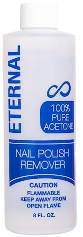Eternal 100% Pure Acetone- Acetona pura – Quick Professional Ultra-Powerful Nail Polish Remover for Natural, Gel, Acrylic, Shellac Nails and Dark Colored Paints (8 FL. OZ.)