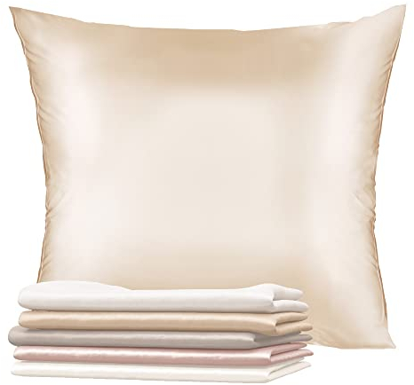 Kissenbezüge Seide - 80x80 cm - Gewicht 19 Momme 100% Reine Maulbeerseide Doppelseitig - Seidenkissenbezug für Haar und Haut, Anti-Aging, Anti-Bettwanzen - Braungrau