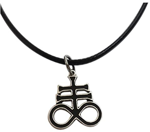 générique Croix du Léviathan Pendentif Noir plaqué Argent avec Collier - Amulette de Protection - Bijou artisanal - H 2 cm