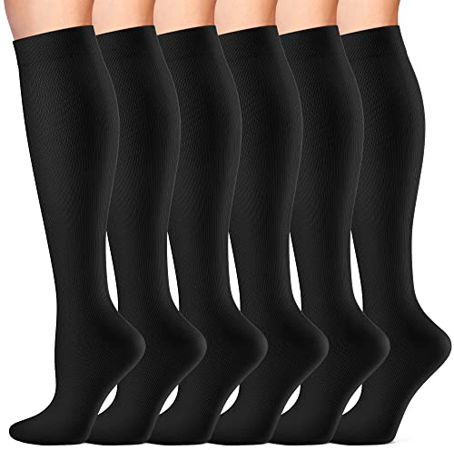 CAMBIVO Kompressionsstrümpfe Damen Herren 6 Paar, Stützstrümpfe, Kompressionssocken 8-15 mmHg, Compression Socks für Sport, Arbeit, Flug, Reise, Schwangerschaft, Erholung, Alltag