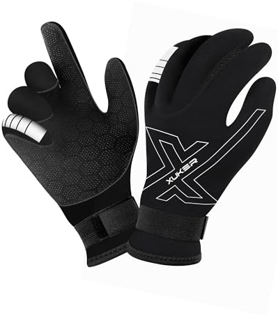 XUKER Neoprene Gloves Women Men, 3mm Wetsuit Dive Gloves Keep Warm for Diving Scuba Kayaking Snorkeling Swimming Water Sports,M