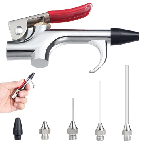 Knpwer Kit de Pistolet à Air avec 5 Buses Interchangeables,Tools Kit Pistolet de Soufflage Pneumatique,Soufflette Compresseur à Air,Soufflette à Air Comprimé
