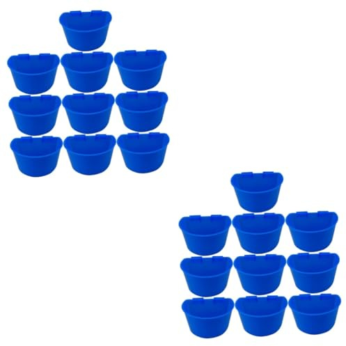 BELLIFFY 20 cuencos para pájaros de plástico semicircular con soporte para jaula para palomas, accesorios para comederos de pájaros, como taza de agua y cuenco de alimentación para pájaros