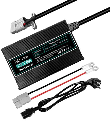 Chargeur de Batterie au Lithium 12V 20A Compatible avec la Connexion Anderson Conçu pour Charger Les Batteries LiFePO4 à Cycle Profond de la Voiture RV Marine