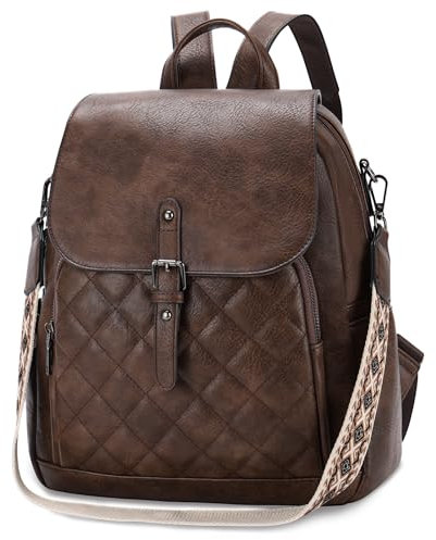 Chase Chic Womens Backpack,Vegan Leather Backpack Anti-Theft Rucksack for Ladies,Fashion Shoulder Handbag for Daily/Travel/Work,Coffee