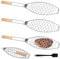 3er-Set Fisch Grillhalter mit Holzgriff, 63x12cm Große Fischbräter Fischgriller mit Griff aus Metall, Fischhalter Fischwender Grillfisch Rack Fischgrillzange Fischkorb für Grill und BBQ