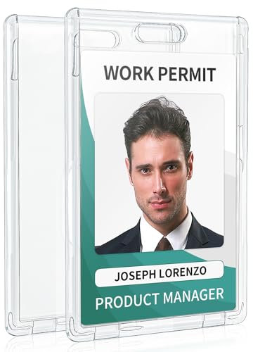 Uniclife 2 Pcs Daumenschlitz Ausweishalter Vertikal Klare Plastikhülle Hartkartenschutzhülle für Büro- und Schulausweise Kreditkarten Proximity Key Cards Führerscheine und Ausweise
