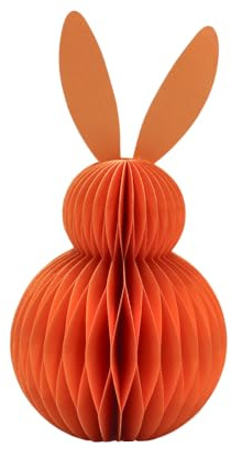 Dekohelden24 Großer Deko Honeycomb, Papier Honeycomb, Papier - Osterdeko, Wabenhase aus Seidenpapier, Osterhase aus Papier/Pappe in orange, magnetisch, Lieferumfang 1 Stück, L/B/H 11 x 11 x 20 cm.
