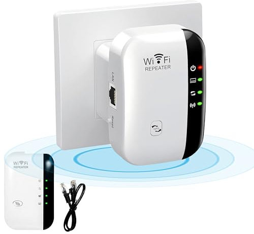 WiFi Extender Booster,WiFi Signal Booster,Internet Coverage Up to 3000 Sq.Ft! Works with 45+ Devices & Features Easy Setup,2.4GHz Band WiFi Extender, and LAN Port,UK Plug (white)