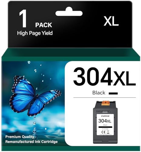 Cebhink 304 Schwarz Ersatz für HP 304 Druckerpatronen 304XL Kompatibel für HP Envy 5030 5010 5020 5032 DeskJet 3750 3760 2620 2600 3720 2630 2622 3735 3762 1 Schwarz