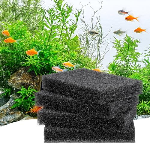 hygger Aquarium Sponge Filter Pad, Filter Media Foam Sponges, Cut-to-Size Open Cell Foam Sheet for Fish Tanks and Ponds, S (4 Pack 5.9 * 3.9 * 1 inch)