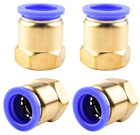 Pack of 4 16mm Outer Diameter Pipe x 1/4 PT Inner Thread Straight Screw Connection Pneumatic Connector Push-in Screw Fittings Straight Pipe Fittings for Pneumatic Connection