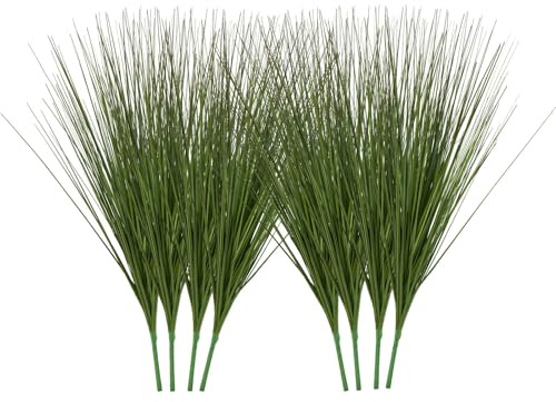 VEVOR Artificial Grass Plant, 27 inch Faux Onion Grass Fake Greenery Shrubs Plant, Premium PVC for Indoor Outdoor House Home Garden Office Room Décor, Housewarming, 8 Pack Green