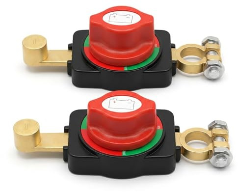 2PCS Desconectador de Batería Coche 12-48V ON/OFF, Cortacorrientes Batería Interruptor Aislador, Interruptor Desconexión Batería para Coche Barco Camper Caravana Moto, Protección Antifugas
