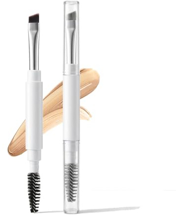 Ksvsonrvi 2 st ögonbrynsborste med lock, professionell dubbelvinklad ögonbrynsborste applikator för att forma och fylla ögonbryn fransar eyeliner, vit