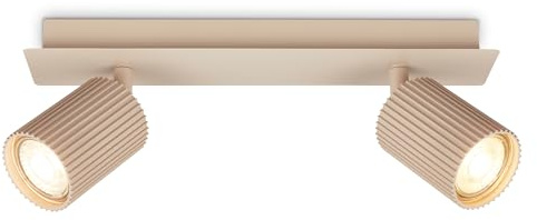 BRILONER - Foco interior techo orientable, casquillo GU10, max 9 W, plafon, focos techo, lampara de cocina, lamparas salon, lamparas de dormitorio, cocina, 32 cm, Beige