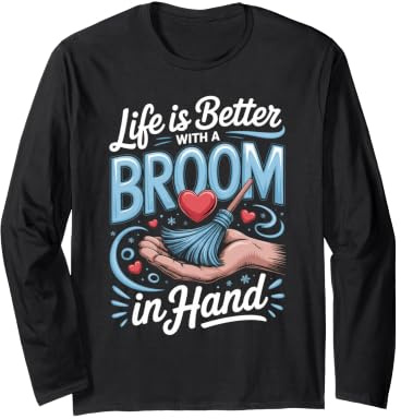 Life is Better with a Broom in Hand Curling Player Long Sleeve T-Shirt