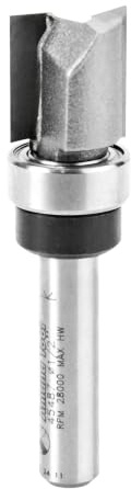 Amana Tool 45487 Carbide Tipped Flush Trim Plunge Template Router Bit 1/2 Dia x 1/2 x 1/4 Inch Shank with Upper Ball Bearing