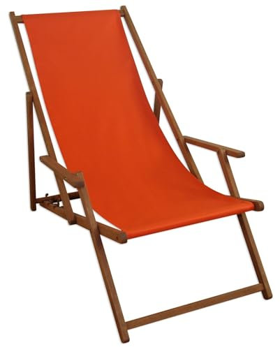 Liegestuhl terracotta Sonnenliege Gartenliege Holz Deckchair Strandstuhl Massivholz Gartenmöbel 10-309