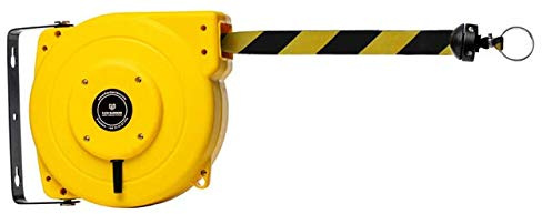 Flexibarrier Rullo di barriera di sicurezza (18 m) - Cintura ad alte prestazioni (Nero/Giallo) Nastro retrattile da parete/montaggio a parete con cinturino