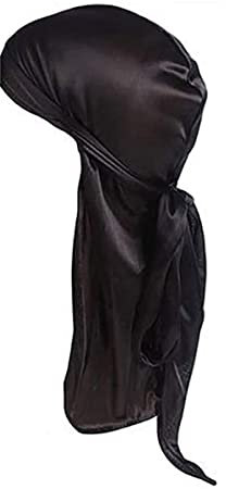 GHEART Silky Durag, Seda Durag para Hombres y Mujeres, Cola Larga Diadema Durag, Headwrap Doo Rags para hombres Ondas, Perfecto para 360 Waves, 1PC(Negro)