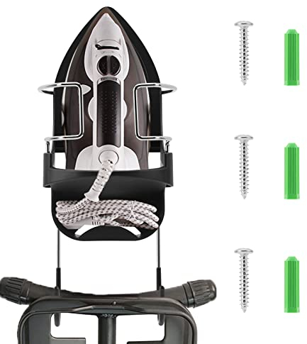 Support de Planche à Repasser, Support Mural pour Planche à Repasser, Cintre pour Planche à Repasser avec Crochets Amovibles, Support pour Fer à Repasser, Matériau PBT Résistant à la Chaleur, Noir