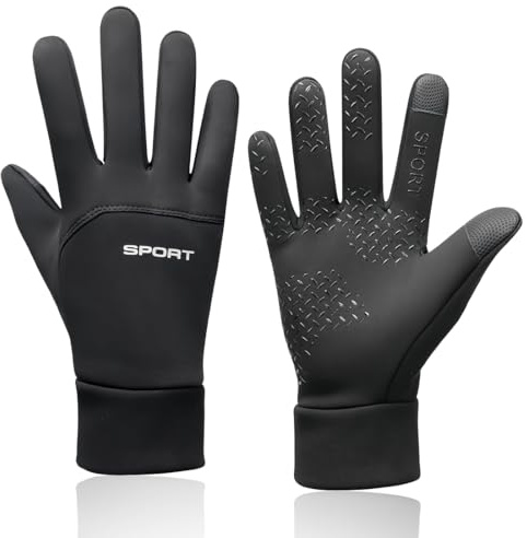 Guantes para Correr, Guantes de ciclism, Guantes de bicicleta de montaña para pantalla táctil, Guantes cálidos de invierno Repelente al agua para Ciclismo, Conducción, Senderismo, Hombres, Mujer