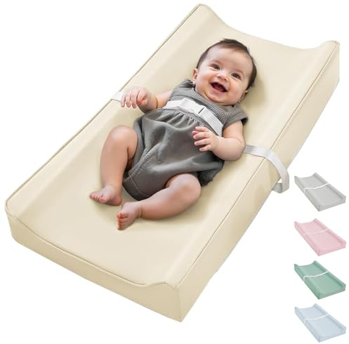 Navari Vegan Leather Waterproof Baby Changing Pad, Beige